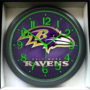 Baltimore Ravens NFL Football Glow In The Dark Wall Clock New!